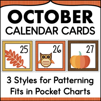 October Calendar Numbers, Fall Pocket Chart Calendar Cards 2023