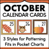 October Calendar Numbers - Monthly Calendar Cards Set Pock
