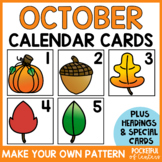 October Calendar Numbers - Pocket Chart Calendar Cards