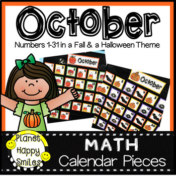 Preview of October Calendar Numbers or Math Station Number Cards