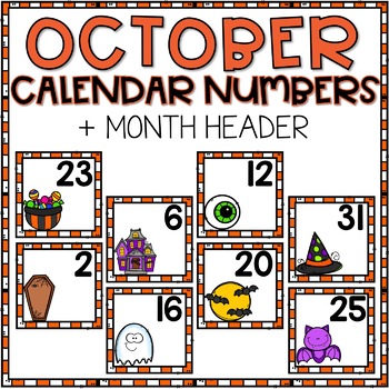 October Calendar Numbers, Fall Pocket Chart Calendar Cards 2023