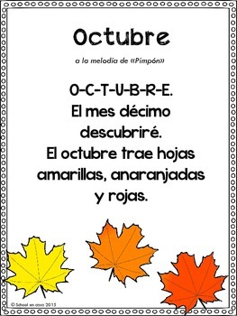 Preview of October Calendar Song {Spanish} [Dual Immersion]