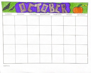 Preview of October Calendar Template