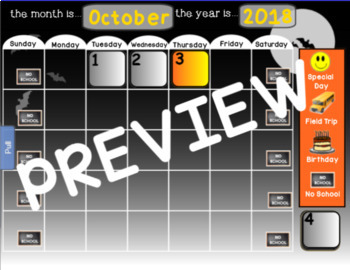 Preview of October Calendar for Smartboard -EDITABLE-