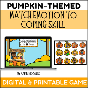 Preview of Pumpkin Emotion Matching Calm Down Activity Coping Skills Game - SEL Activities