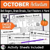 October Choice Board Activities - Early Finishers, Brain B