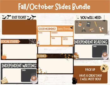 Preview of October Classroom Daily PowerPoint Slides, Fall Theme Slides, Halloween Slides