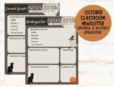 October Classroom Newsletter Template EDITABLE