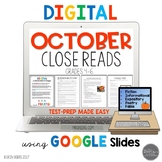 October Close Reads for Google Slides Digital and Printable