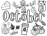 October Coloring Page, October Planner Page, Adult Colorin