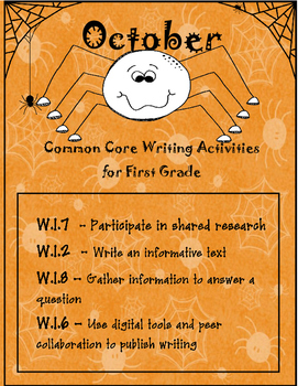 Preview of October Common Core Writing Activities for First Grade