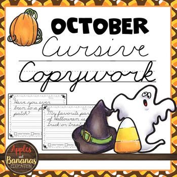 Preview of October Cursive Copywork Handwriting Practice