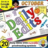 October Daily Edits: 20 Proofreading Paragraphs w/movable 