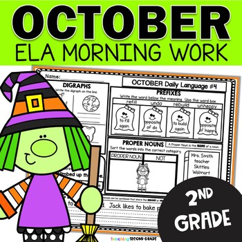 Preview of 2nd Grade Morning Work - Daily ELA Review Practice October School Activities