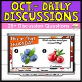 October Daily Question for Morning Meeting - Google Slides