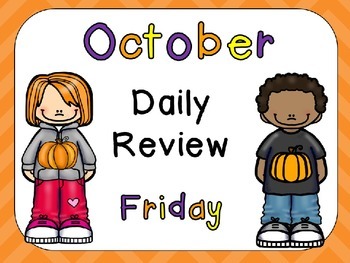 Preview of October Daily Review PowerPoints for Kindergarten~Great for Calendar Time!