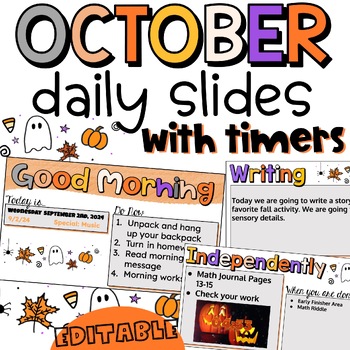 Preview of October Daily Slides with Timers | Cute Spooky Slides