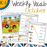 October Daily Weekly Thematic Vocabulary Word Work - Dista