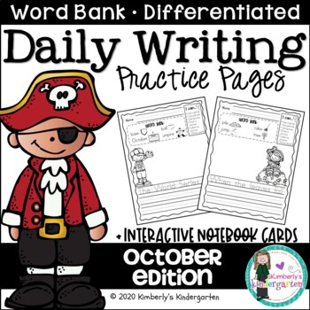 Preview of Daily Writing Journal Pages for Beginning Writers: October Edition. K or 1st.