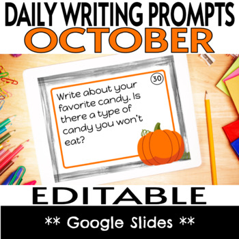 Preview of October Daily Writing Prompts & Task Cards