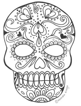 Preview of October, Día de Muertos, Day of the Dead Printable Sugar Skull Coloring Sheets