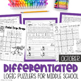 October Differentiated Logic Puzzles Brain Teasers Fast Fi