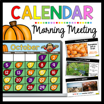 Preview of October Digital Calendar | Morning Meeting | Kindergarten Pre-K Preschool Songs