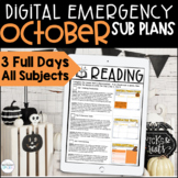 October Digital Emergency Sub Plans No Prep for 3rd and 4th Grade