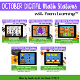 October Digital Math Stations l Task Cards | Boom Cards™
