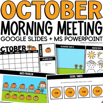 Preview of October Digital Morning Meeting Slides Activities Calendar Math Google Slides