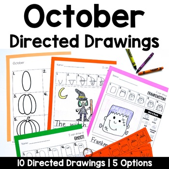 Preview of October Directed Drawings with Shapes | Halloween | Fall | Autumn