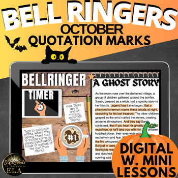 Preview of October Do Now Morning Work ELA Grammar Bell  Ringers Halloween GOOGLE Slides