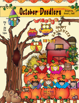 Preview of October Doodlers Clip Art for Harvest, Halloween and Autumn Kids