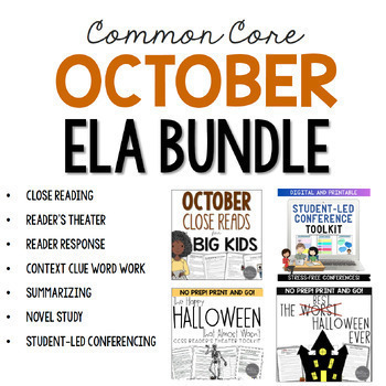 Preview of October ELA Activities Bundle for Middle School