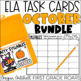 October ELA Task Card Activities Centers, Scoot, Fast Fini