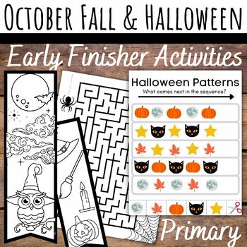 October Early Finisher Activities with Halloween Bookmarks and Coloring ...