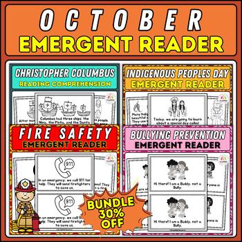 Preview of October Emergent Readers Bundle: Fire Safety, Indigenous Peoples, Columbus Day..