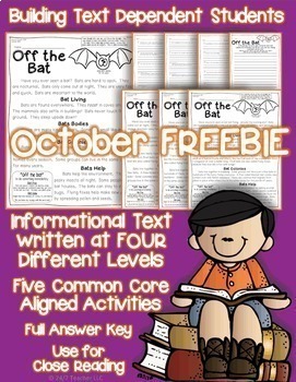 Preview of October FREEBIE: Bats Closed Reading Leveled Passage: Google Slides™ & PDF