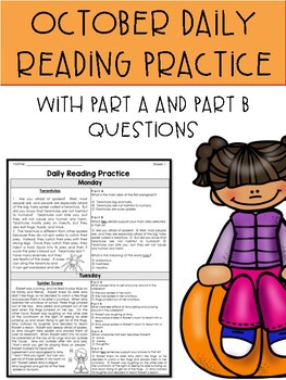 Preview of October 3rd Grade Florida F.A.S.T. Reading ELA Daily Practice-3 Weeks Only***