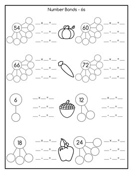 Multiplication and Division Math Facts Worksheets: October | TpT