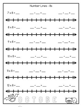 Multiplication and Division Math Facts Worksheets: October | TpT