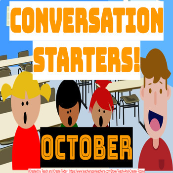 Preview of October Fall Conversation Starters Discussion Skills  1st 2nd 3rd 4th Grade
