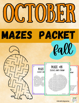 Preview of October Fall Halloween Mazes puzzle Packet | Halloween Fun and Challenging Mazes