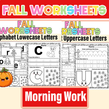 Preview of October Fall Morning Work First Grade Bundle |Alphabet Special Education