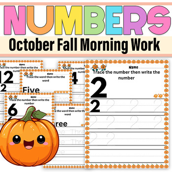 Preview of October Fall Morning Work First Grade| Fall Themed Daily Review Numbers 1-20