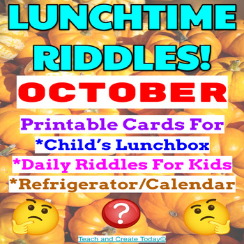 Preview of October Fall Riddle Cards for Kids Printable Lunch Box Notes  3rd 4th 5th grade