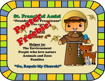 Preview of October Feast Day Catholic Saint Poster - Saint Francis of Assisi