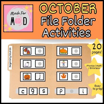 Preview of OCTOBER File Folder Activities | Fall/Halloween | Math, ELA, Matching, Errorless