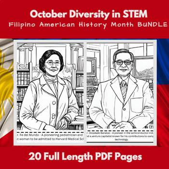 Preview of October Filipino Diversity History Month:  Coloring Pages Bulletin STEM BUNDLE