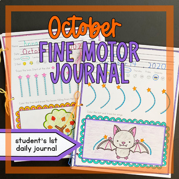 Preview of October Fine Motor Journal for Daily Handwriting Tracing Cutting Practice Fall